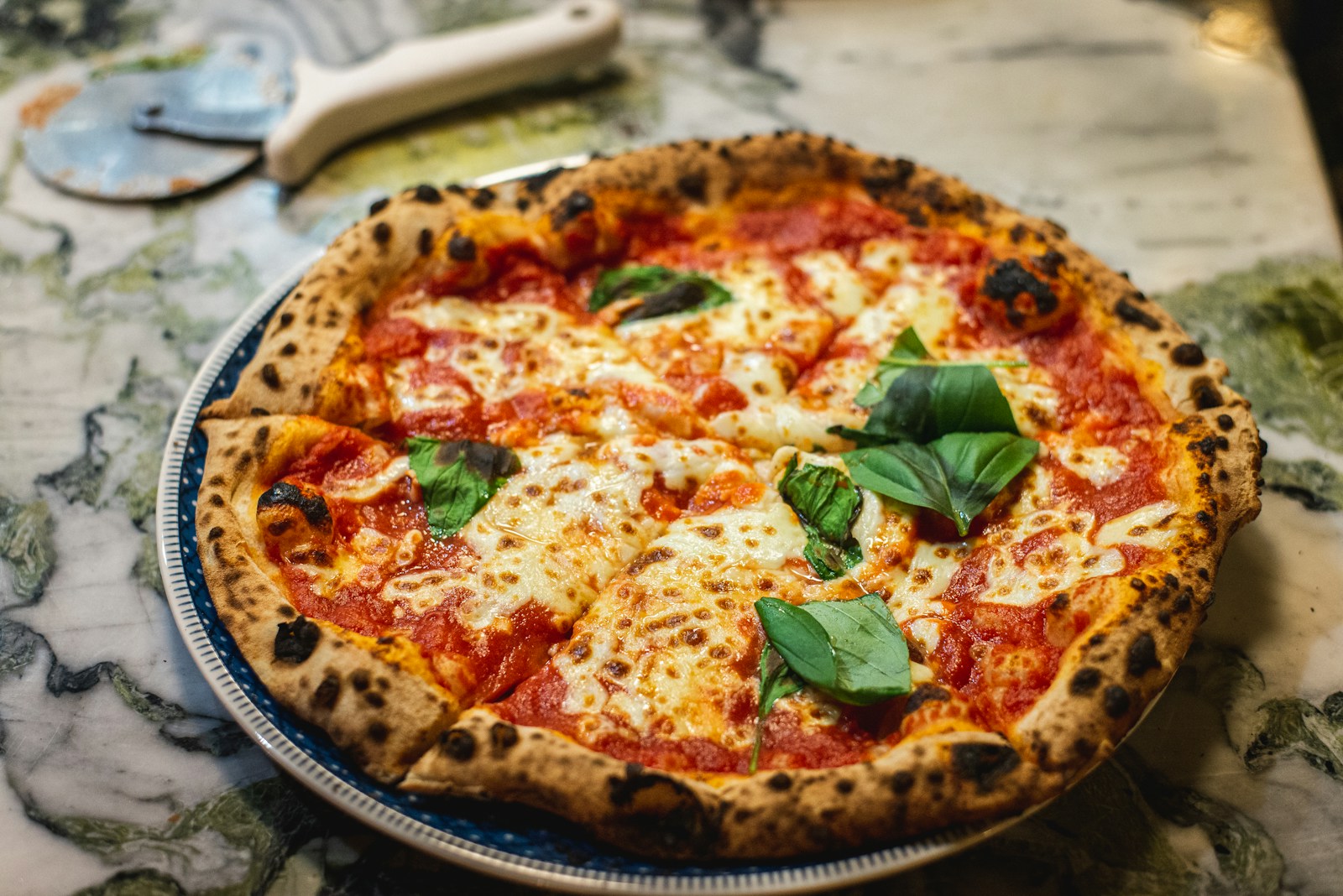 Fresh Italian pizza from stone oven